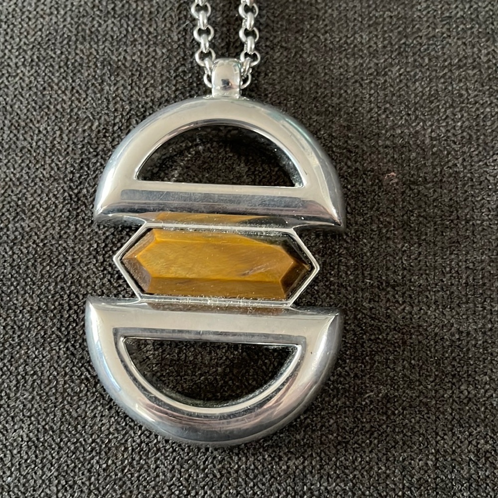 Silver and Brown Pendant Chain